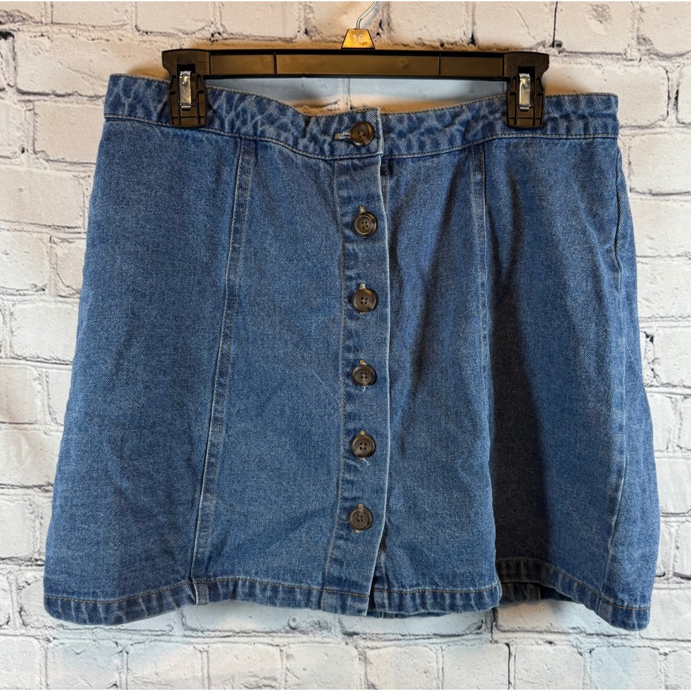 Forever 21 Plus Size Denim Skirt Button Front Mini Skater‎ Womens 0X(14)